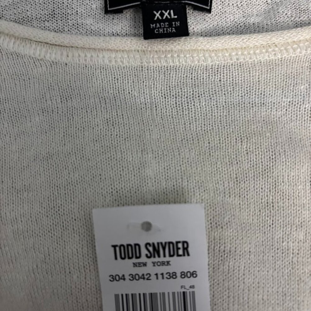 Todd Snyder Men's Bisque Linen Knit Pocket Pullover Sweater Cream XXL NWT - Picture 10 of 10